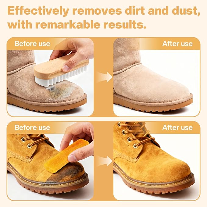 2 Pcs Suede Shoe Brush Nubuck Leather Cleaner Shoes Shine Dauber Crepe - Image 6