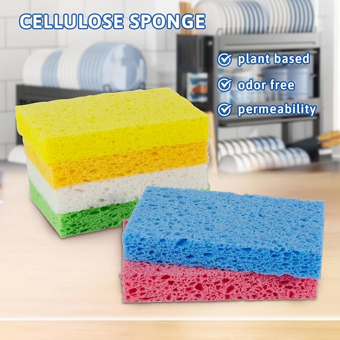 6 PCS Multi-Use Cellulose Kitchen Sponges Compressed Cellulose Sponges - Image 3