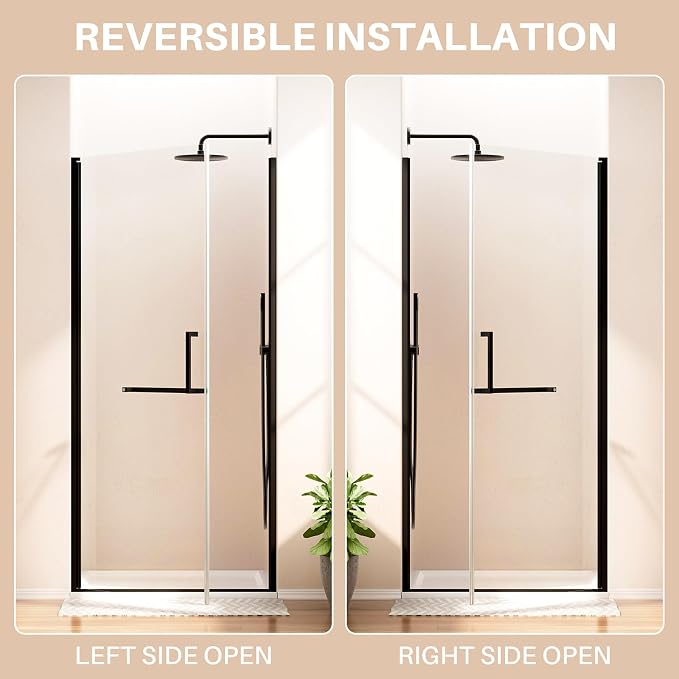 WinZo 33-34" W ×72" H Frameless Pivot Shower Door, Pivot Swing Shower Glass - Image 7