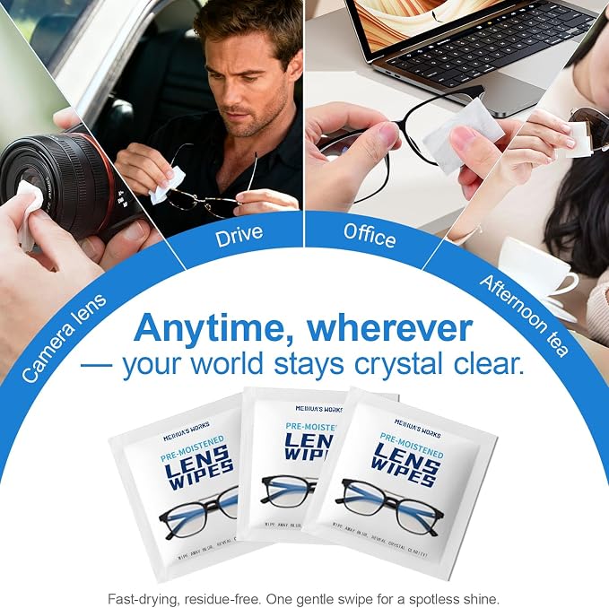 Third-Generation Lens Wipes, Individually Wrapped Pre-Moistened Cleaning Wipes - Image 6