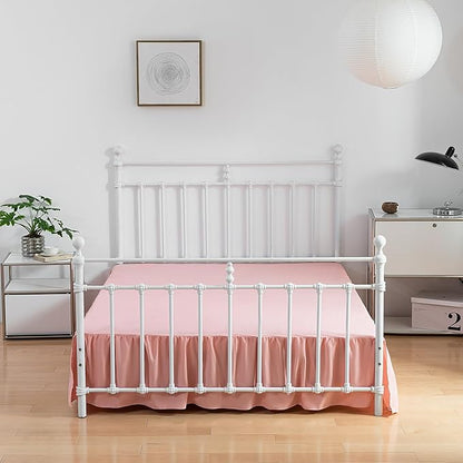 Bed Skirt Queen Size Ruffled Bed Skirt with Split Corners, 18 Inch Drop Dust Ruffle Bed Skirts with Platform, 18 Inch, Peach, Queen Size
