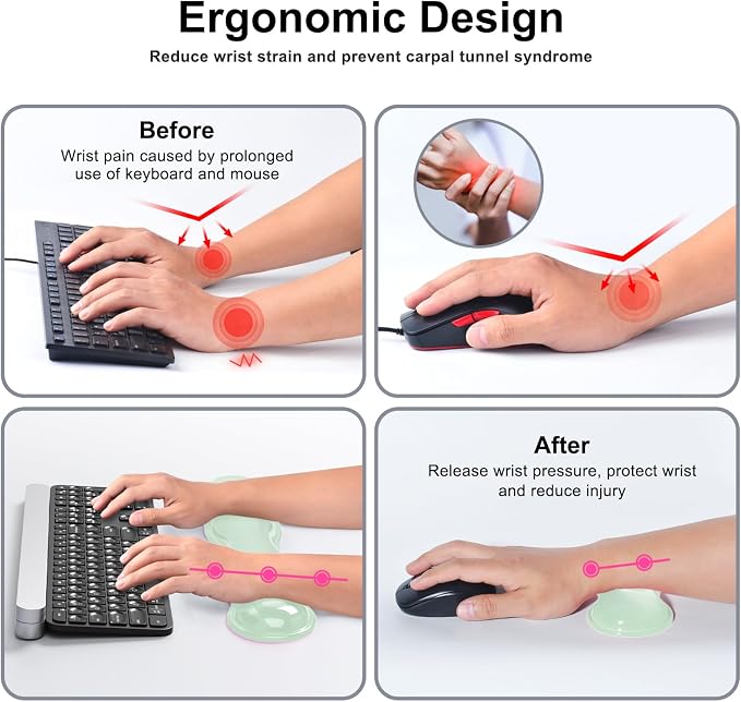 Gel Keyboard and Mouse Wrist Rest Set, Comfort Ergonomic Wrist Support - Image 3