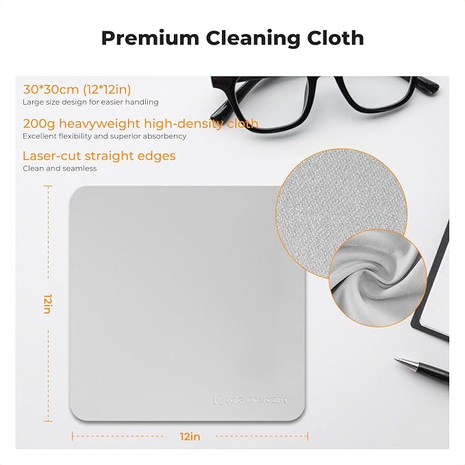 K&F Concept 3 Pack Microfiber Lens Cleaning Cloths 12x12in，Washable Reusable - Image 3