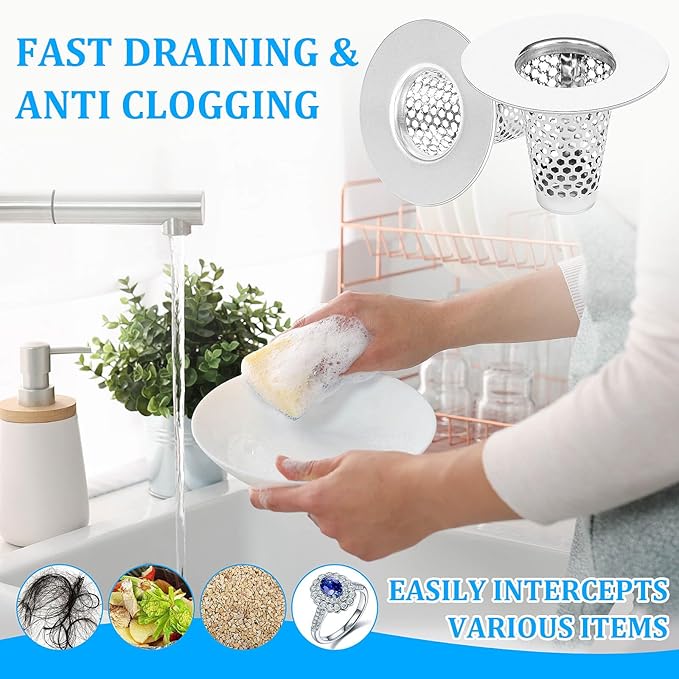 Dayker 3PCS Bathroom Sink Drain Strainers, Stainless Steel Hair Catcher - Image 5