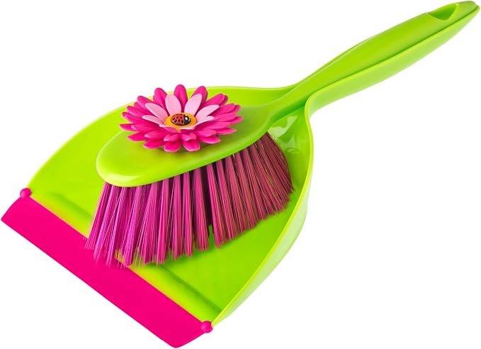 Vigar Flower Power Dust Pan and Brush Handy Set, 12-3/4-Inches by VIGAR