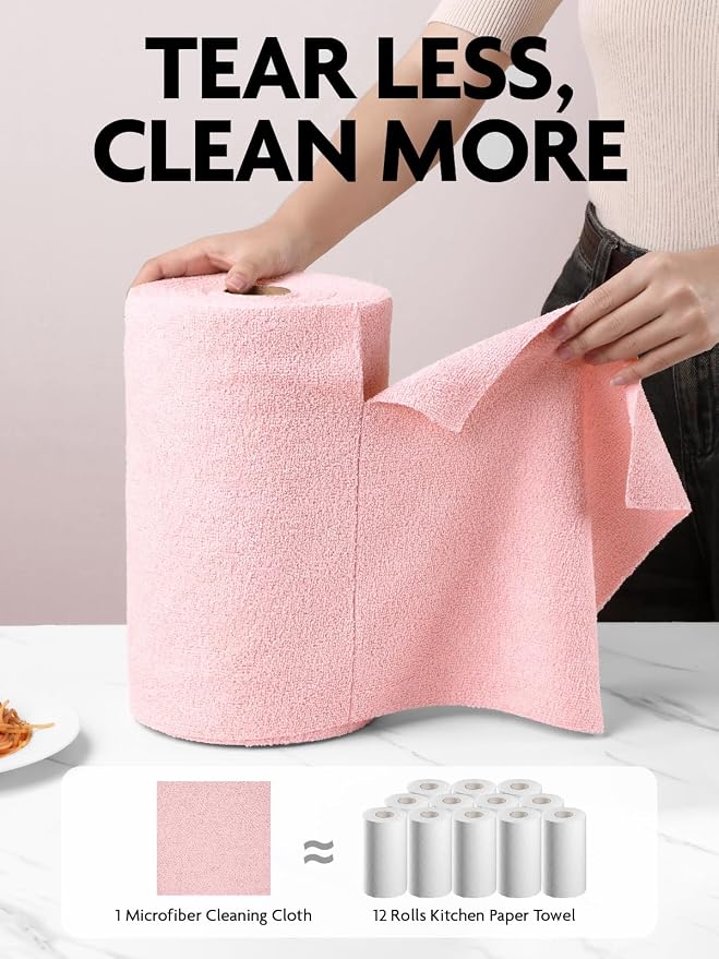 Fantasticlean Microfiber Cleaning Cloth Roll -75 Pack, Tear Away Microfiber - Image 2