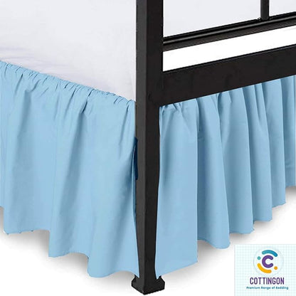 Cottingon Ruffled Bed Skirt with Split Corners-Dust Ruffle - 12" Drop 100% Microfiber Soft,Sheen & Luxurious Look - Bed Skirts (Light Blue -Full)