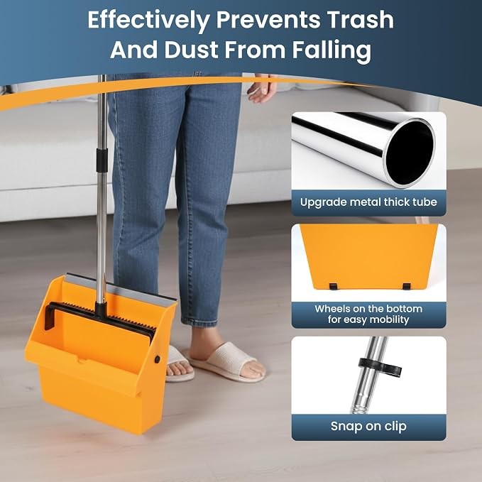 Commercial Broom and Dustpan Set，Long Handle Upright Heavy Duty Dust Pan - Image 3