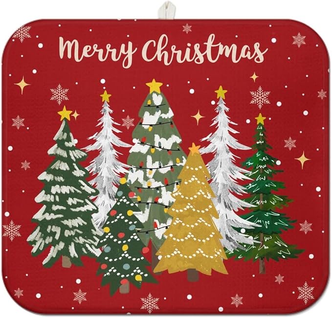Christmas Kitchen Countertop Dish Drying Mat, Washable Absorbent Countertop by Unknown
