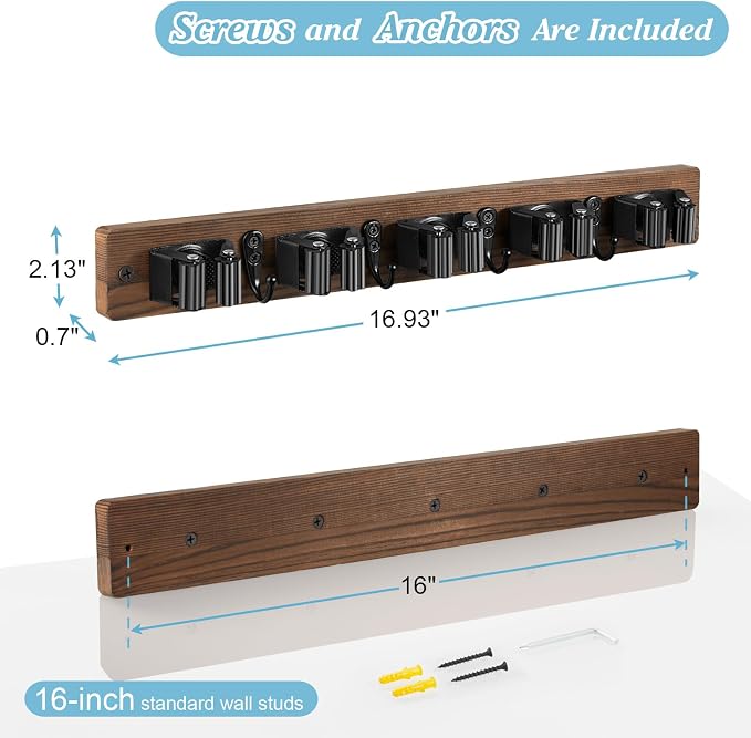 Brown Broom Holder Wall Mount - Image 5