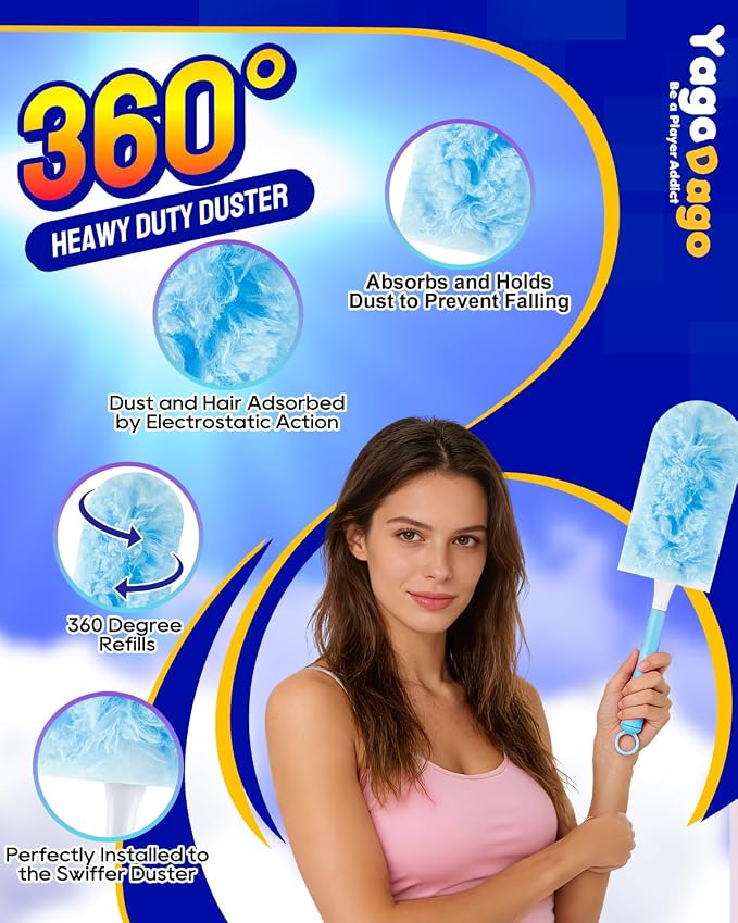 32 Count Dusters Refills with 2 Handles, 360 Heavy Duty Dusters Refills - Image 2