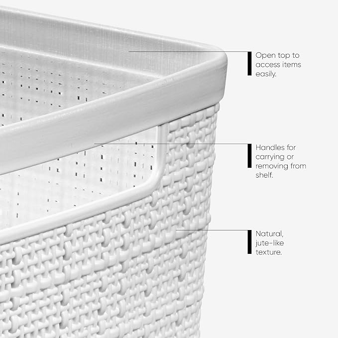 Curver Jute Decorative Plastic Organization and Storage Basket Perfect Bins - Image 4