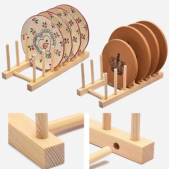 Kunovo Bamboo Dish Rack, Pot lid/Plate/Cutting Board Organizer - Image 3