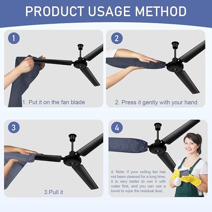 4 PCS Ceiling Fan Duster Kits, 100% Microfibre Fan Blade Cleaner - Image 6