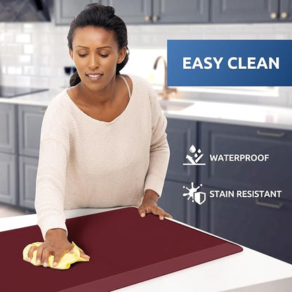 KitchenClouds Kitchen Mat Cushioned Anti Fatigue Kitchen Rug 17.3"x39" Waterproof Non Slip Kitchen Rugs and Mats Standing Desk Mat Comfort Floor Mats for Kitchen House Sink Office (Red)
