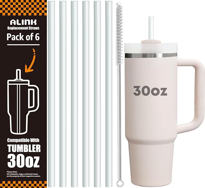 ALINK Clear Replacement Straws for Stanley 30 oz Tumbler, DISHWASHER SAFE by ALINK