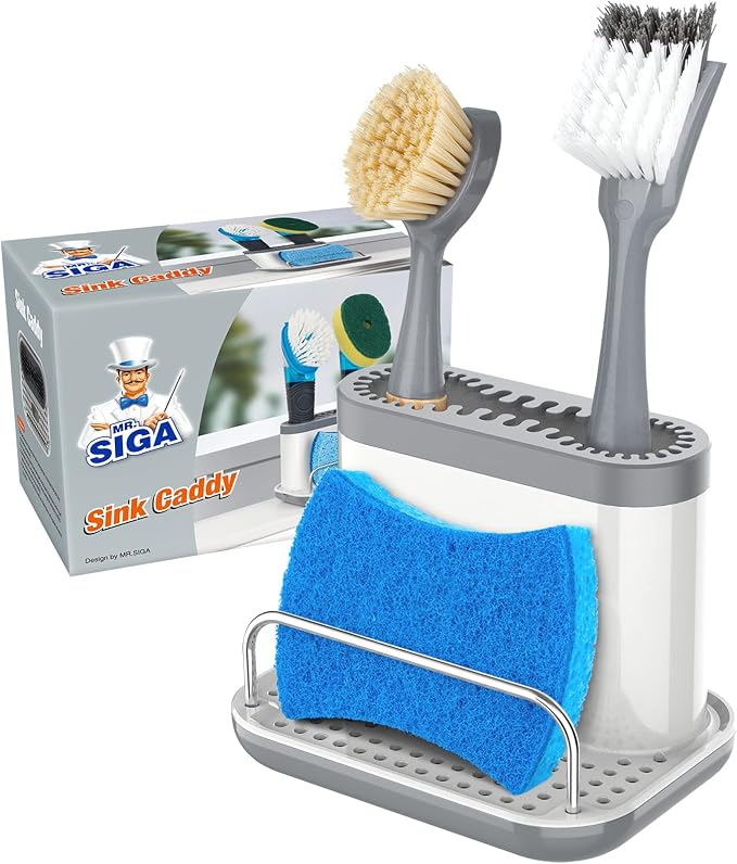 MR.SIGA Sink Caddy, Kitchen Sink Organizer Sponge Brush Holder by MRSIGA