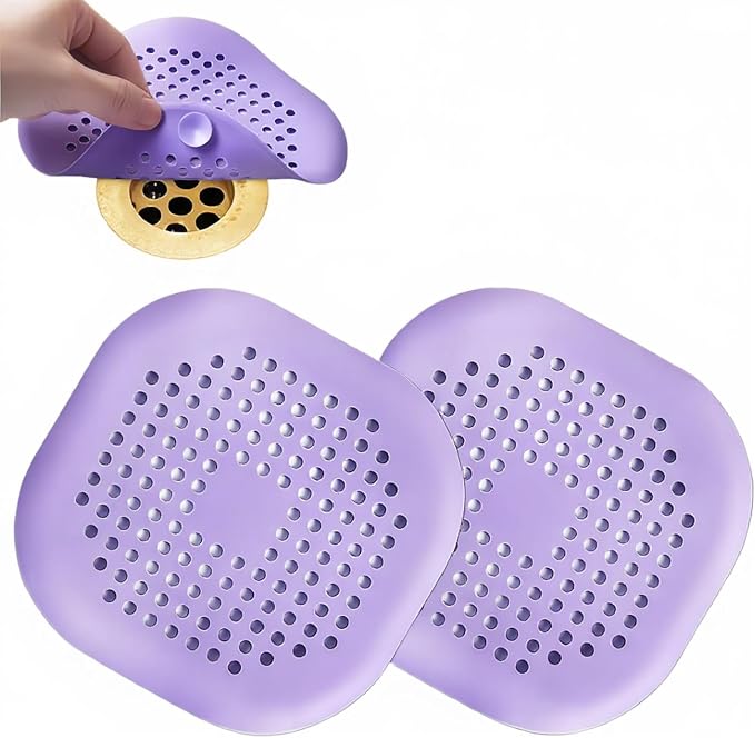 Silicone Hair Catcher 2-piece Set, Square Shower Drain Cover by Unknown