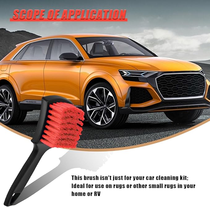 8.3×2.5 Inch Car Wash Brush, Soft Bristle Short Handle Carpet Cleaning Brush - Image 6