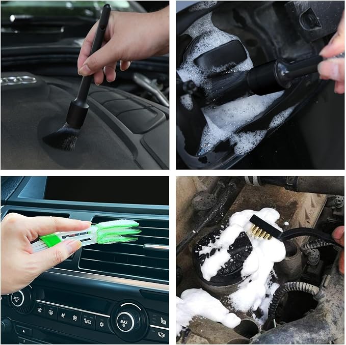 10pcs Detailing Brush Set, Including 5 car Cleaning Brush, 3 Wire Brush - Image 6
