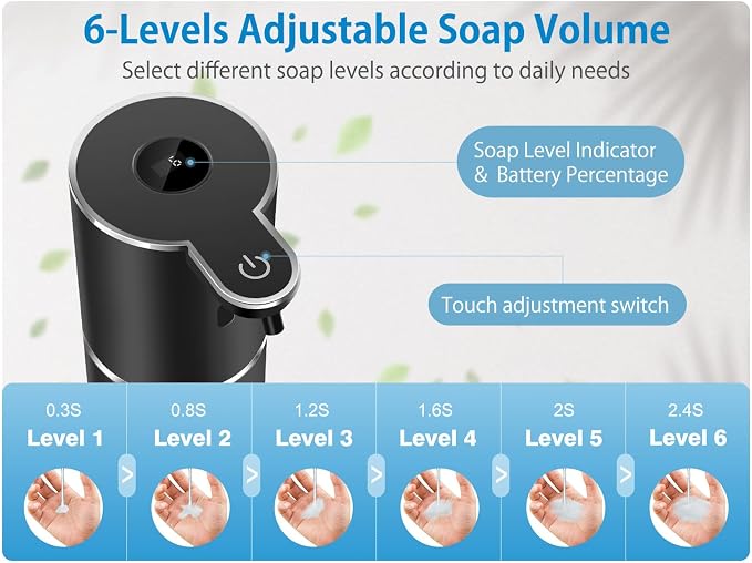 Automatic Liquid Soap Dispenser 12.8oz, Rechargeable & 6 Levels Soap Adjustable - Image 3