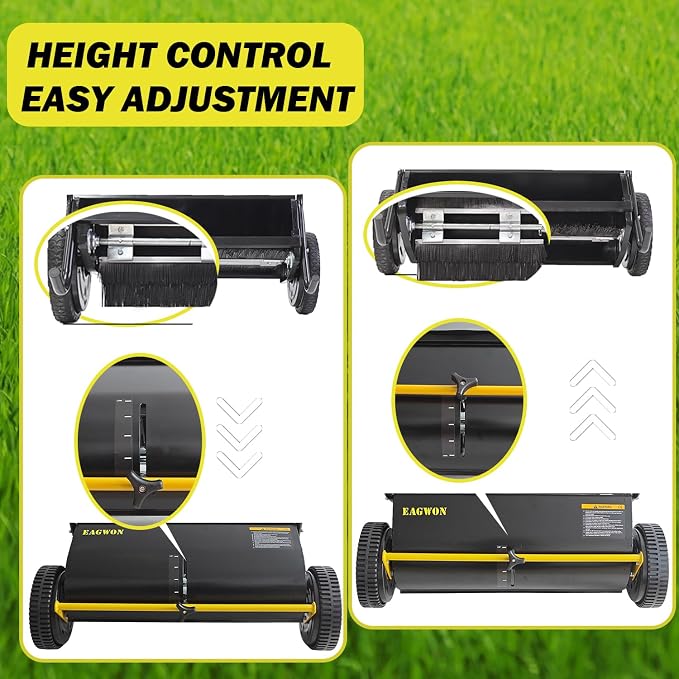 Push Lawn Sweeper, 26-Inch Width, 7 Cu. Ft. Hopper Capacity, 4 Spinning Brushes - Image 7