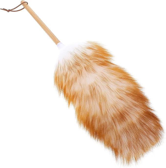 Yardwe Lambswool Duster with Wooden Handle, Anti-Static Home Sweeper Cleaning by YARDWE