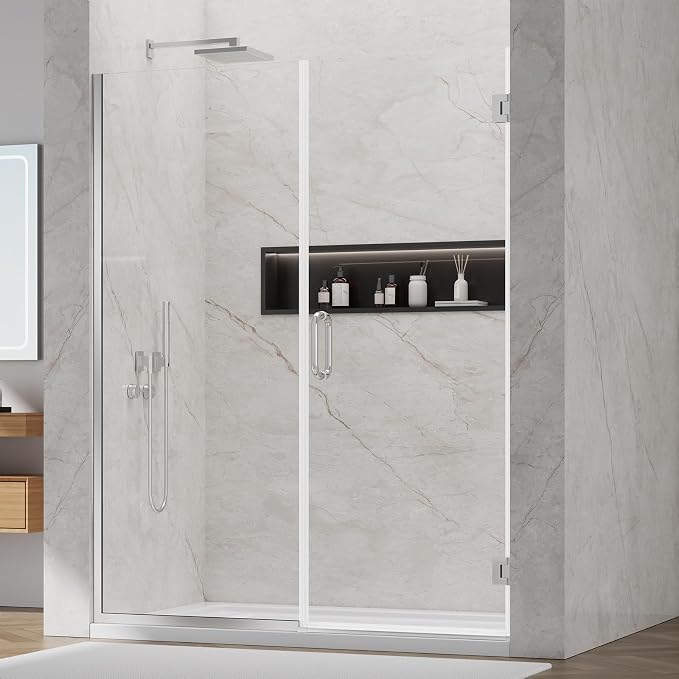 Pivot Shower Door, Adjustable Width 58.5-60" W x 76" H Shower Glass Door by Wemakeexcellentshowerdoors