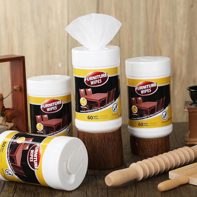 4 Pack Wood Furniture Wipes 240 Count Wood Furniture Cleaner and Polish Wipes - Image 5