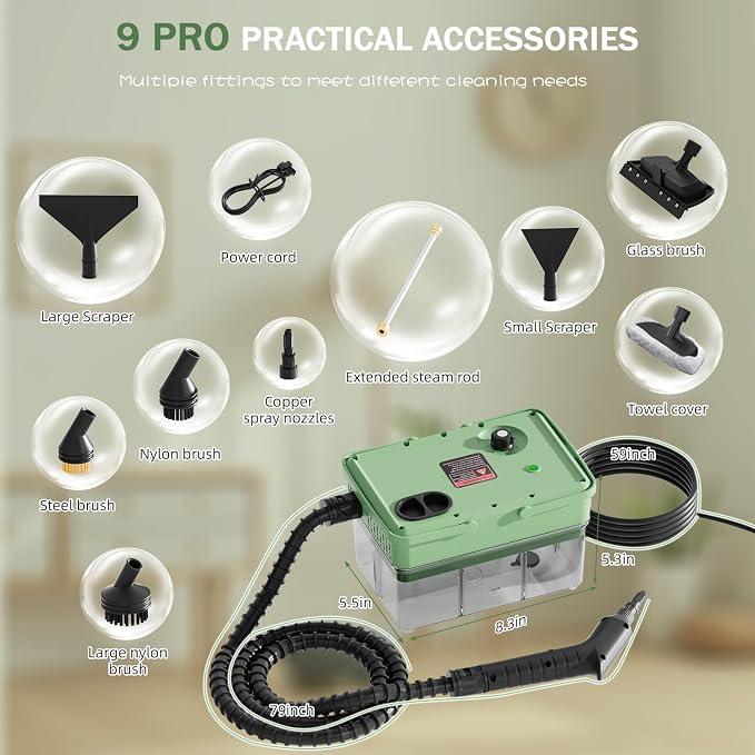 Handheld Steam Cleaner 2500W, 10s Fast Heat-Up & 50.73OZ Large Tank, - Image 4