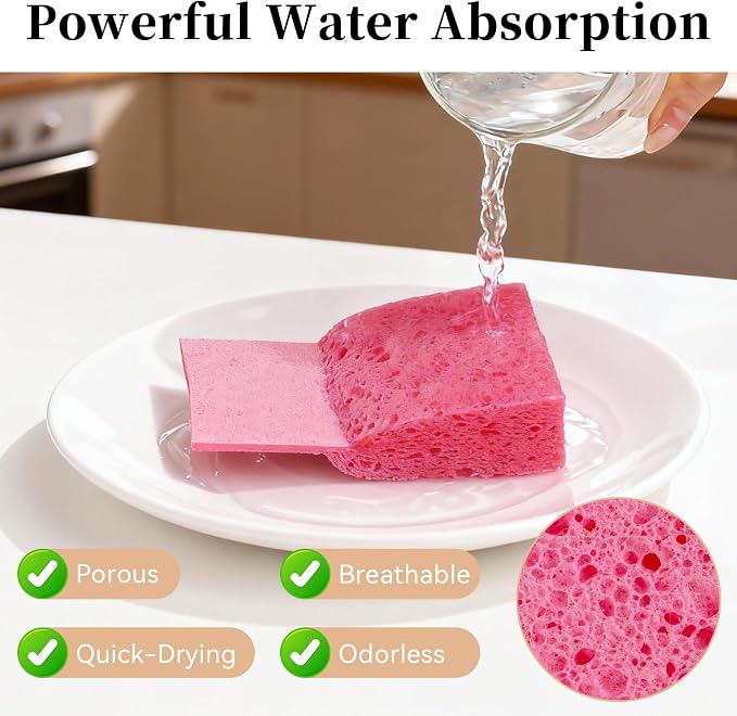 6 Pcs Kitchen Sponges for Dishes Cleaning, Non Scratch for Non Stick Cookware - Image 4