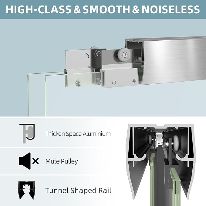 GETPRO Bathtub Sliding Door 50-54 in. W x 58 in. H Semi-Frameless Bypass Double - Image 6