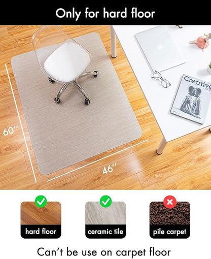 Office Chair Mat for Hardwood Floor Under Desk Computer Rolling Chair Mat for Wood/Tile Floor Non-Slip Heavy Duty Desk Rug PVC Plastic Hard Floor Protector 46"x 60" (Parchment)