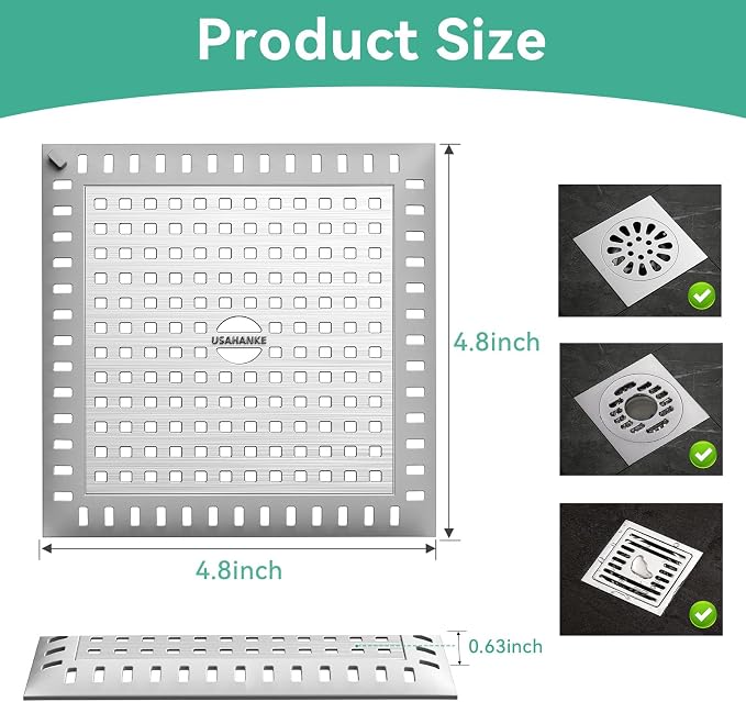 Drain Hair Catcher for Bathroom Sink, 4.8" Stainless Steel and Silicone Shower - Image 2