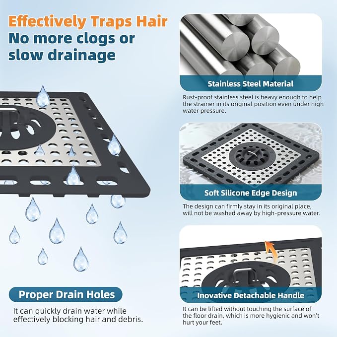 Hibbent 2 Pack Shower Drain Hair Catcher, Shower Drain Cover - Image 3