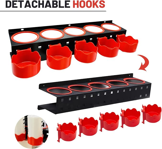 Spray Bottle Storage Rack with Extra Abrasive Holder, Wall Mount Hanging Rail - Image 4