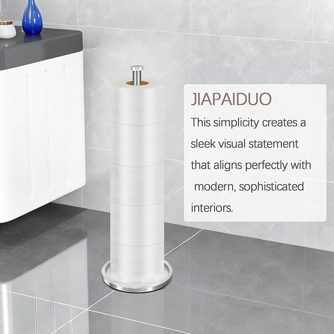 Toilet Paper Holder Stand with Reserve Function, Brushed Nickel Toilet Roll - Image 5