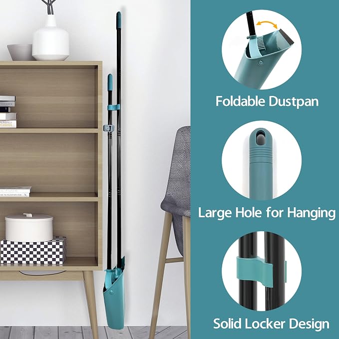 JEHONN Broom with Dustpan Combo Set, Long Handle Lightweight Indoor Broom Set - Image 6