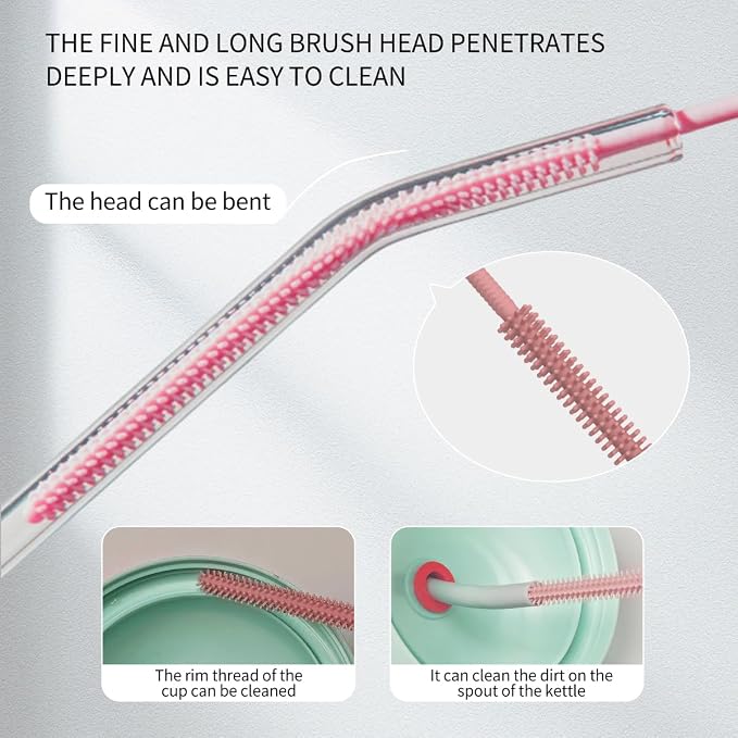 4PCS Silicone Straw Cleaner Brush, Reusable Straw Brush Extra Long - Image 7