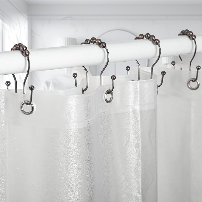 Goowin Shower Curtain Hooks, Stainless Steel Shower Curtain Hangers, Double - Image 3