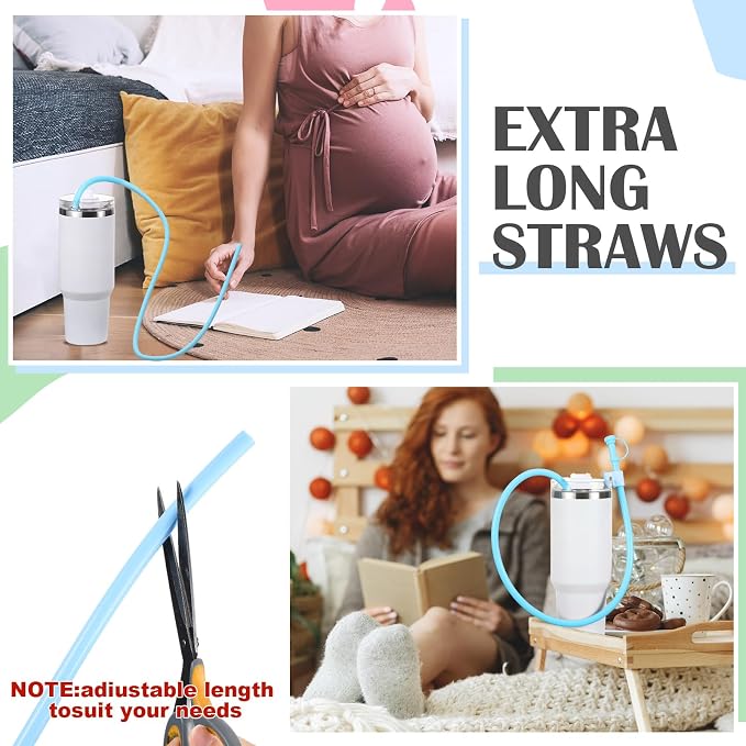 Baderke 2 Set Extra Long 35" Reusable Silicone Straws Compatible - Image 3