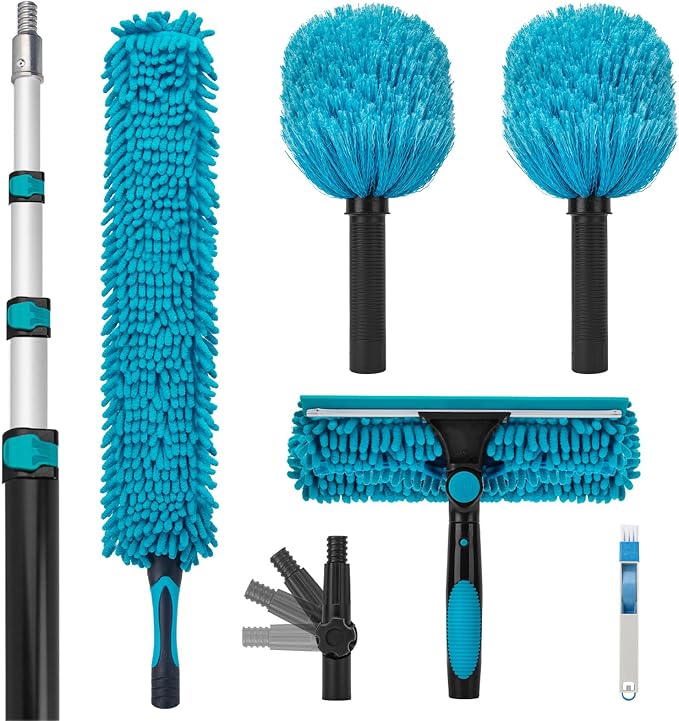 Cobweb Duster with 5-12 Ft Extension Pole, Spider Web Brush with Long by KeFanta