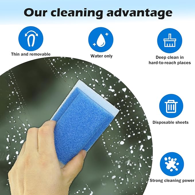 Magic Sponge Brush with Handle, Magic Sponge Eraser Handy-Grip with 10 Scouring - Image 3