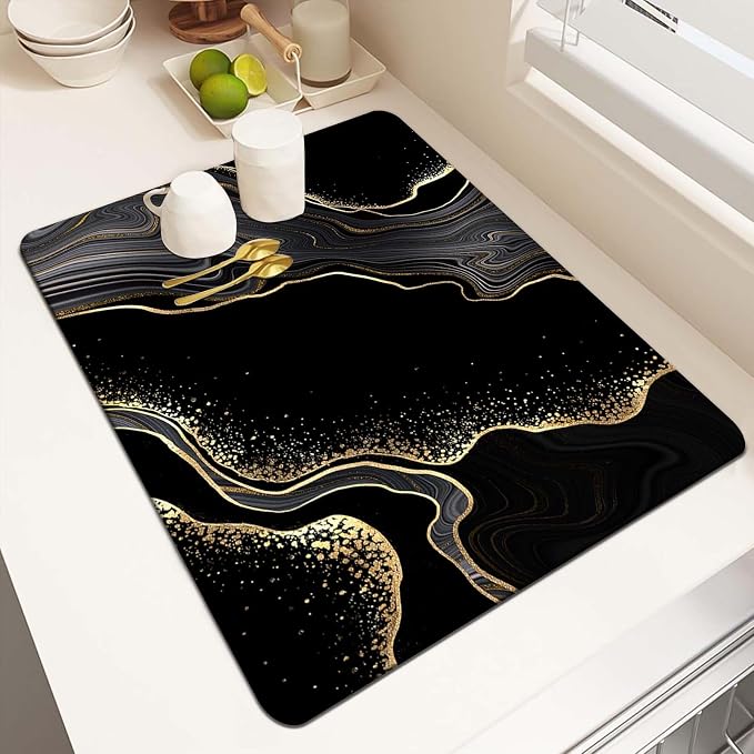 MCALK Marble Black Dish Drying Mat by MCALK