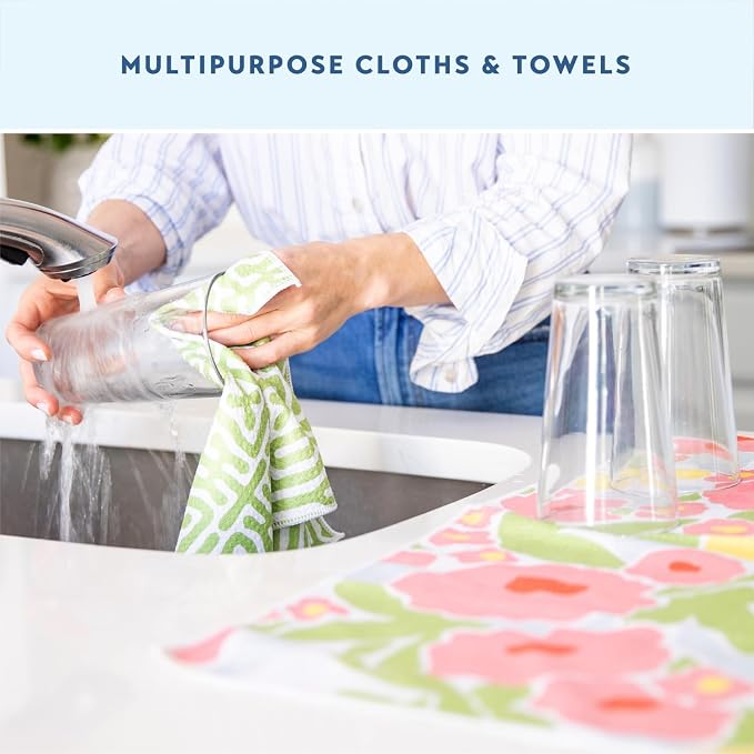 ELYN Microfiber Kitchen Dish Towel & Dish Cloth Set, Quick-Dry & Absorbent - Image 5