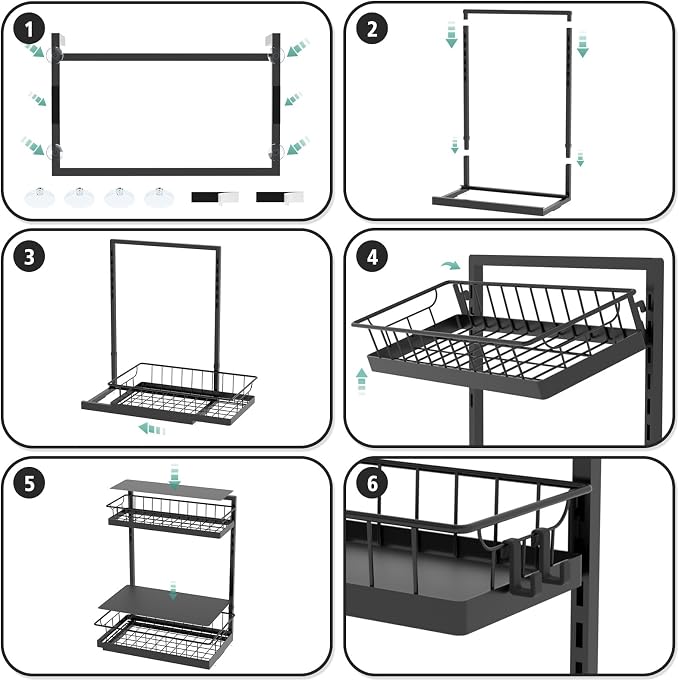 WOWBOX 2 Pack Under Sink Organizer 2 Tier Slide Out Cabinet Organizer Under - Image 7