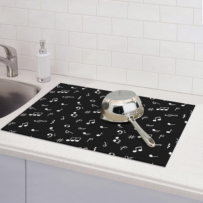 Musicial Kitchen Drying Mat Music Notes Microfiber Dish Drainer Mat - Image 2
