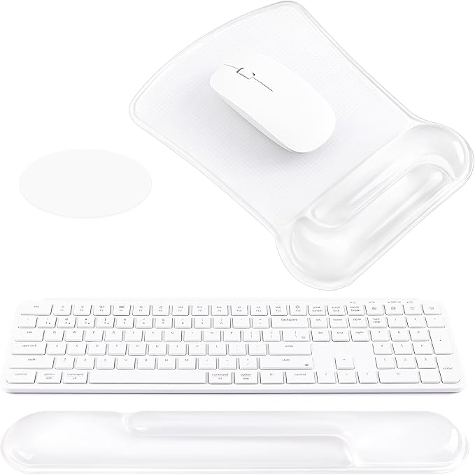 Ospelelf Clear Mouse Pad with Wrist Rest and Ergonomic Gel Keyboard Hand Wrist by OspelelfOfficeSupplies