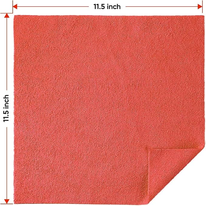 HOMEXCEL Red Shop Towels 100 Pack, Reusable Microfiber Cleaning Cloth Bulk - Image 8
