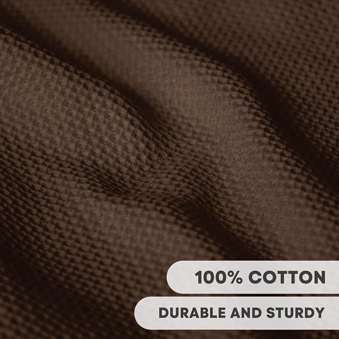 Artoid Mode 100% Cotton Beige Dark Coffee Brown Waffle Weave Kitchen Dish Cloths - Image 2
